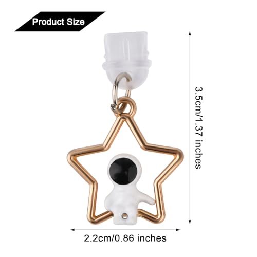 Gosknor Phone Dust Plug Charm, Cute Astronaut Star Pendant Cute Dust Plug Charm, Type C USB Charging Port & Earphone Jack Anti-Dust Plugs Cell Phone Charm Stopper Cap Stylish Phone Accessories