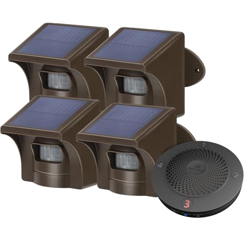 eMACROS Solar Wireless Driveway Alarm 1 Receiver, 4 Sensors