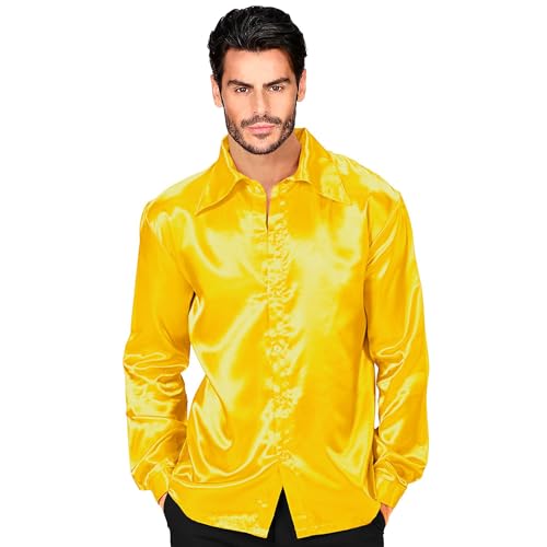 W WIDMANN MILANO Party Fashion - Chemise en satin pour hommes, années 70 Disco Fever, Style rétro, Schlagermove, Party Shirt