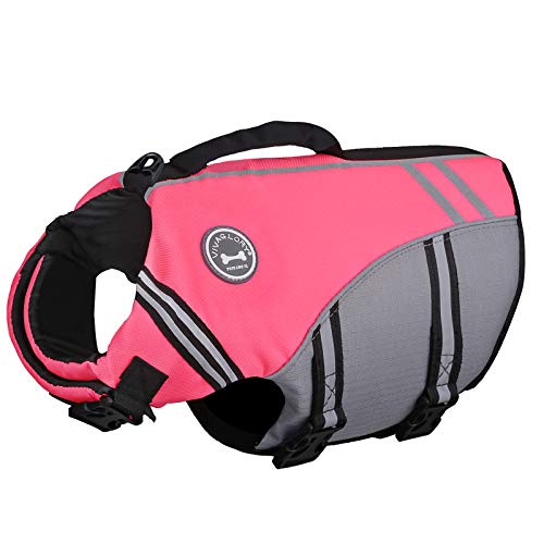 VIVAGLORY Sports Style Dog Life Jacket, Dog Buoyancy Jacket for Swimming & Boating