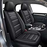 IKABEVEM Seat Covers Fit for VW/Volkswagen Jetta 2007-2025: Full Set Faux Leather Seat Covers, Waterproof Automotive Seat Cushion, Seat Protector for Car (5 Seats, Black)