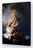 Wallpicss Jesus Christ in the Storm on the Sea of Galilee Famous Paintings Wall Art Sailboat Poster Canvas Framed Prints Dutch Golden Age Religious Artwork Wall Decor 12x18 inches