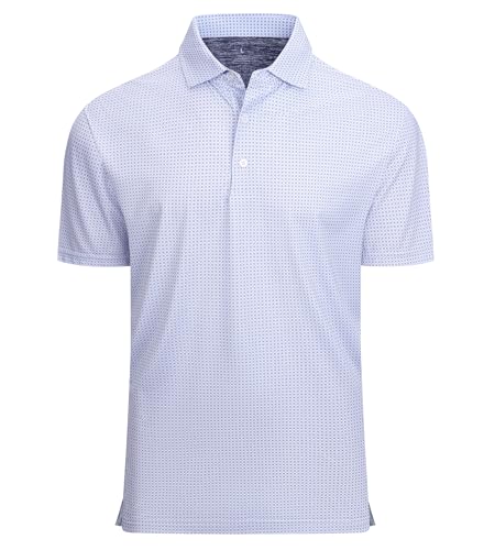 Alex Vando Mens Golf Shirt Moisture Wicking Classic Print Golf Shirts for Men