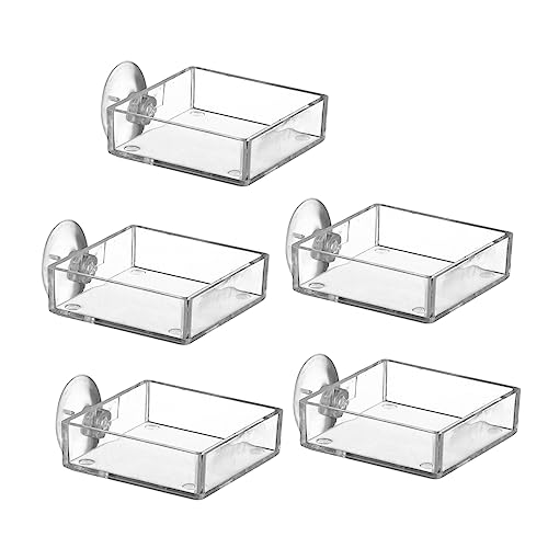 GRIRIW Auto Fish Feeder 5pcs Aquarium Feeder Bowl with Suction Cups Quality Acrylic