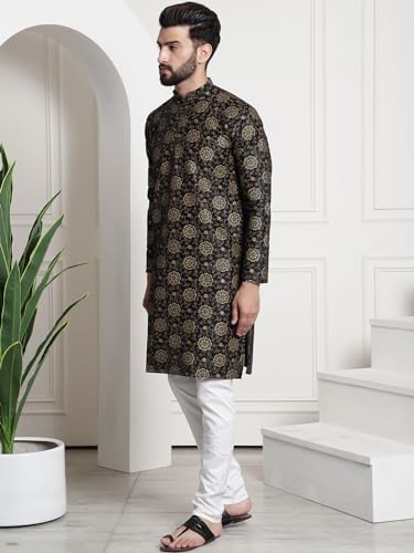 Image of Sojanya (Since 1958 Men'S Silk Blend Kurta Pyjama & Nehru Jacket Combo