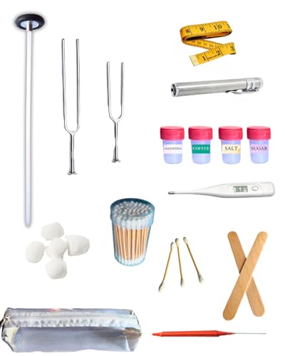 Image of CNS Medical Student Kit, with Tuning Forks, Snellen Chart, Knee Hammer, Digital Thermometer and More ( Central Nervous System Examination kit) for Medical professionals and Practitioners (MODEL 7)