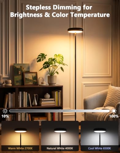 Image of Bairth Uplighter Floor Lamp for Living Room, Ripple and Star Projector