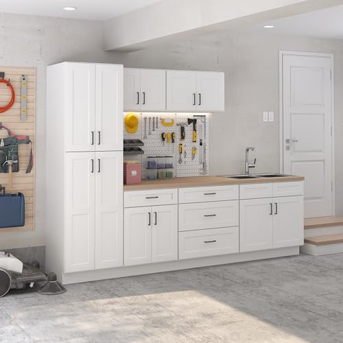 Image of Furinno Shaker Wall Kitchen Cabinet 2-Doors-2 Shelves, Ready to Assemble, 12 D x 33 W x 36 H, White
