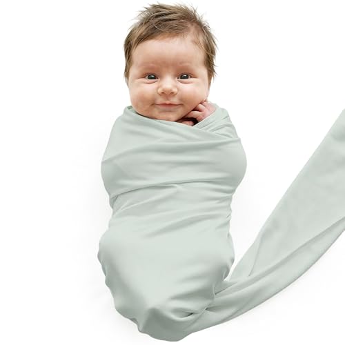 Image of Caden Lane Baby Swaddle & Receiving Blanket, Soft, Breathable & Temperature-Regulating Bamboo Viscose Fabric for Swaddling Newborns, Gender Neutral Infant Blanket for Boys & Girls, Lily Pad Green