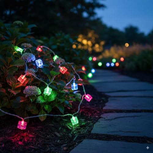 Image of One94Store 14 LED, 3 Meter Ice Cube String Lights - Multicolor Fairy Lights | AC Powered, Waterproof Decorative Lights for Home decore, Diwali & Festive Decore (Multicolor)