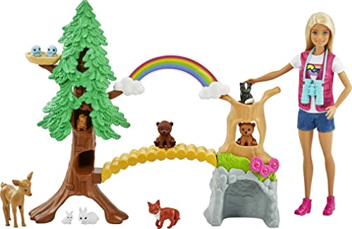 Barbie Wilderness Guide Doll And Playset, Blonde Fashion Doll With 10 Animal Figures, Tree, Rainbow And More #TOP4