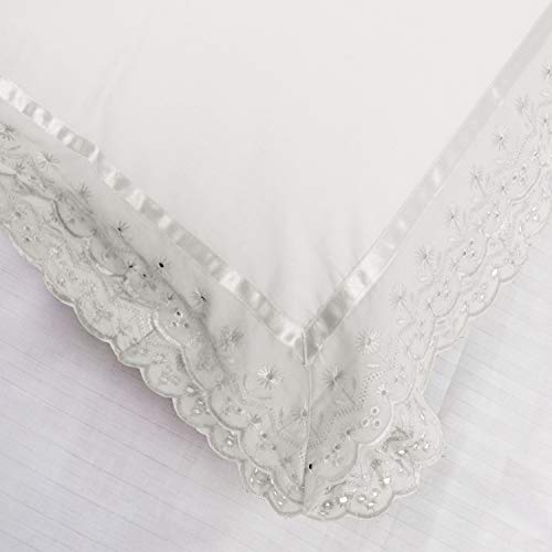Image of VHC 100% Cotton Lace Pillow Cover /Case Set (Pack of 2)-White
