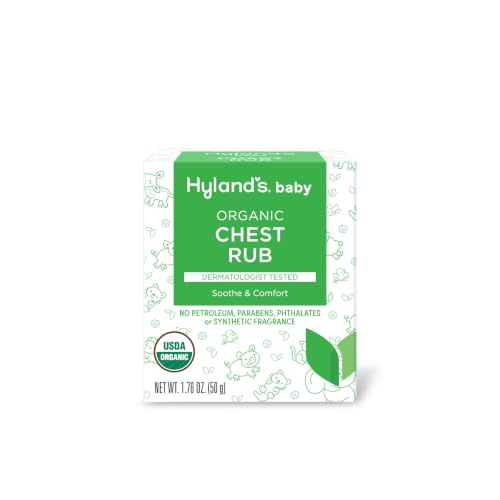 Hylands Baby Organic Chest Rub Soothe and Comfort with Organic Lavender Peppermint and Chamomile Flower Oil Safe and Gentle Dermatologist Tested 1.76 Oz Infant