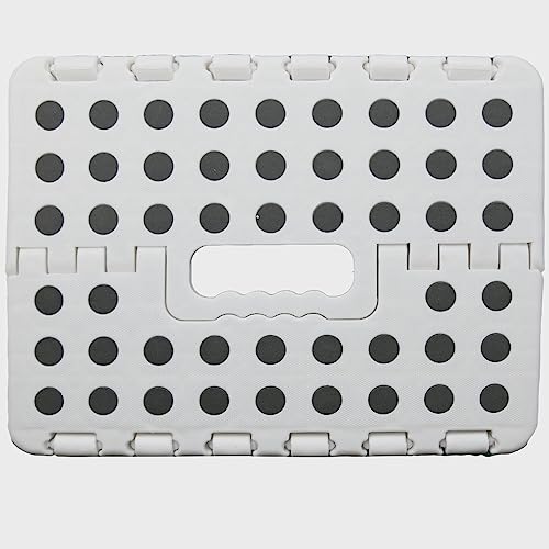 Image of Folding Stool Step Down Footstool With Carry Handle Compact Foldable Foot Stool DIY Footstool Ladder MAX Weight 150KG (White)
