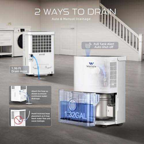 4500 Sq.ft Dehumidifier for Basement and Garage, 80 Pints Home Dehumidifier with Drain Hose and Water Tank, Quiet Dehumidifiers for Bedroom, Living Room, Office. - Image 3