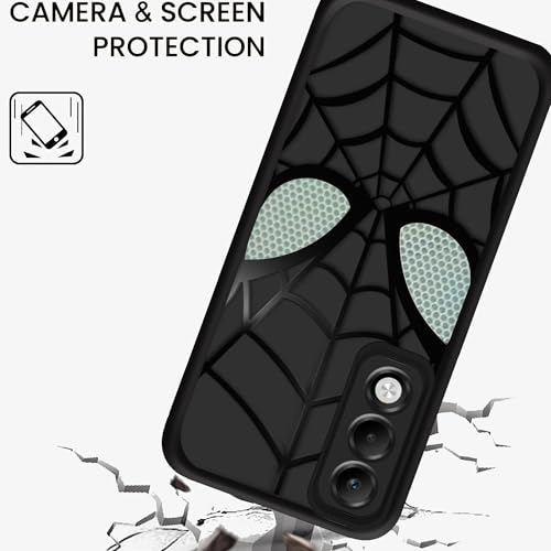 Image of Stylish Spider Back Case Cover Compatible with Oppo A3 Pro 5G | Oppo K12x 5G | Spidey Face Mask Case | Soft Silicone | Camera & Full Body Protection | Shock Proof | (Black)