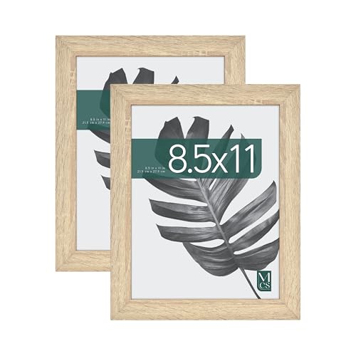 MCS Studio Gallery 8.5x11 Picture Frame Natural Woodgrain, Rectangle Photo Frame for Photos, Posters & Art Prints & Easel for Tapletop Display (2-Pack)