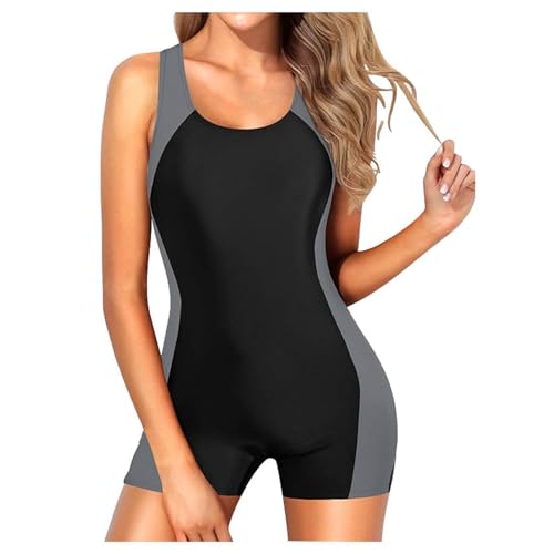 Wettkampf-Badeanzüge für Damen Sport Badeanzug mit Bein Schwarz Racerback...