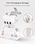GEEKERA Charging Dock for Meta Quest 3/Oculus Quest 3, VR Headset & Controllers Charging Stand with RGB LED Light [On/Off], VR Accessories, Fast Charging Station