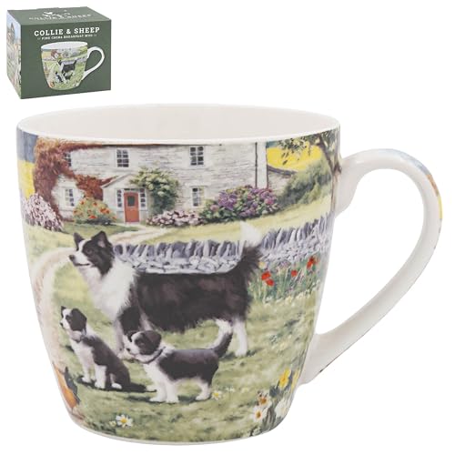Taza para desayuno Collie & Sheep de porcelana fina 480 ml miniatura 2