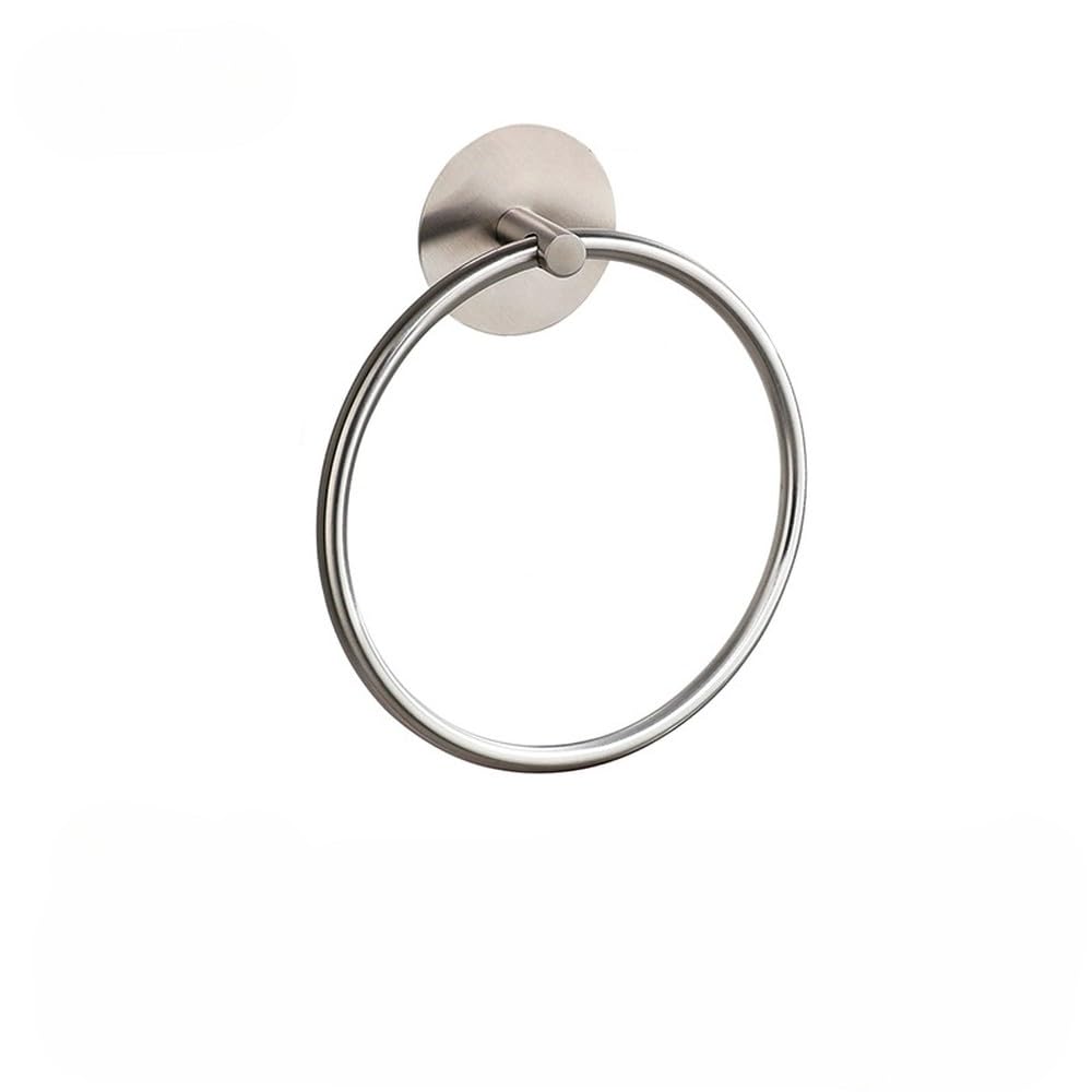 VVW&LIU 304 Stainless Steel Towel Ring No Piercing Towel Rack Bathroom Accessories Bathroom Towel Racks,O silver