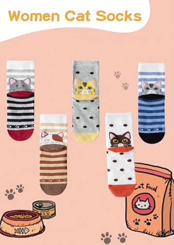 Women's Animal Print Ankle Socks, Cat and Dog Design, Novelty Gift for Pet Lovers, Multi-Pack