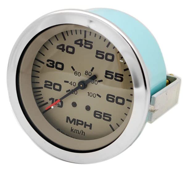 Teleflex Boat Speedometer Gauge 58400 | Sahara 65 MPH 3 1/4 Inch Silver Beige