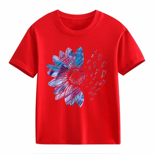 Girls Crop Shirts T Shirt Cute Flower Graphic Loose Tees Crew Neck Short Sleeve Casual Crop Tops for Kids 7to8 Under 102