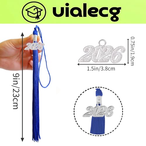 Image of Graduation Tassel 2026 for Grad Cap,Royal Blue Tassel with Silver Charm