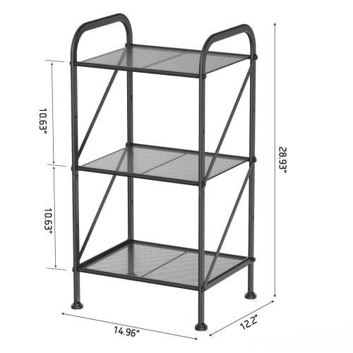 Dmplus 3-Tier Storage Rack, Industrial Style Extendable Plant Stand With Adjustable Shelf, Standing Shelf Units For Kitchen, Bathroom, Office, Living Room, Balcony, Kitchen, Charcoal Black Ssr01B #TOP2