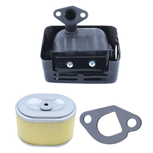 Auspuff Endschalldämpfer für Honda GX200 GX160 GX120 GX140, ADEFOL Auspuff mit Schlauch + Dichtung + Kerze Ersatzteile Endschalldämpfer Motorzubehör