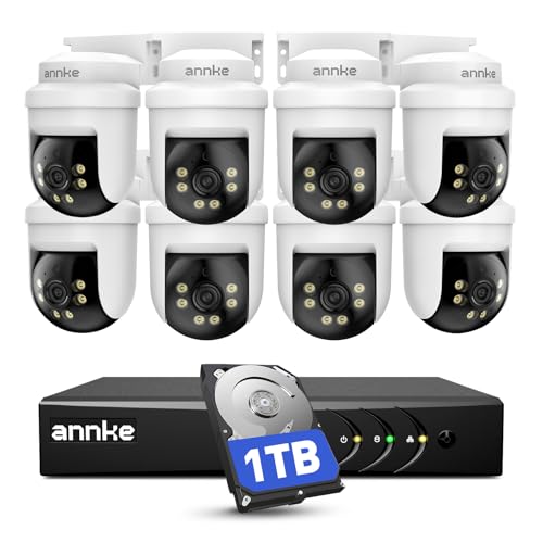 Image of ANNKE Wired Security Camera System with Night Vision, One-Way Audio, 8CH 3K Lite DVR and 8 x 5MP Outdoor Cameras, 350 pan and 90 tilt, Human&Vehicle Detection,IP65,1TB HDD for 24 /7 Recording