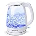 Aigostar Hervidor de Cristal 1,7 L Vidrio Borosilicato Hervidor de Agua Eléctrico con iluminación LED, 2200W Ebullición Rápida con Libre de BPA, Filtro Antical, Apagado Automático, Base 360º, Blanco