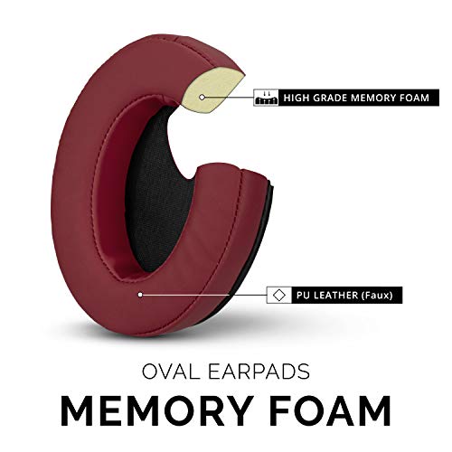 Image of Brainwavz Replacement Earpads for ATH M50X, M50BT, Steelseries Arctis, Pro Wireless & Stealth 600, HyperX Cloud, AKG, SHURE, Philips & Many More Headphones, Memory Foam Ear Pad Cushions, Dark Red Oval