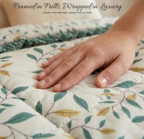 Image of VAS COLLECTIONS Cloud Cotton Reversible AC Comforter for Double Bed (88x90 Inch) 220 GSM Lightweight Quilt /Duvet /Dohar with 2.5 Inch Frill Border, Super Soft All Season Blanket (Light Yellow)