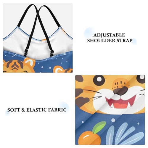 Girls Swimsuit Cute Happy Tiger Face One Piece Swimwear3