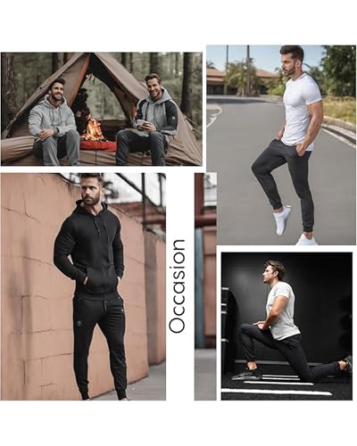 3-Pack Men's Slim Fit Fleece Jogger Sweatpants with Velcro Cargo Pockets for Workout(S-2XL)4