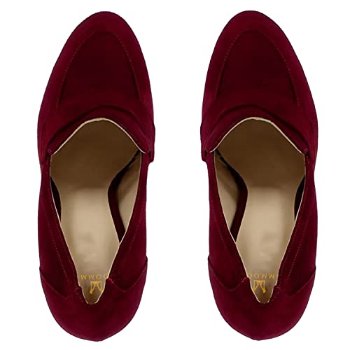 Image of MOOMMO Women Chunky Block Heel Pumps Round Closed Toe Slip On Oxford Loafers Shoes High Heels Snakeskin Work Pump Suede Loafer for Office Ladies Classic Formal Business Professional 4-13 M US