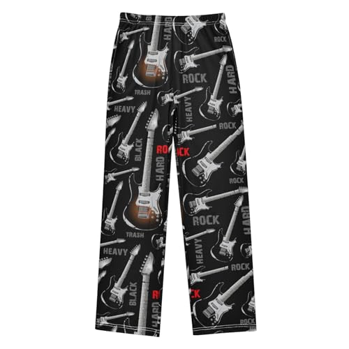 Rock Guitar Boys Long Pants Soft Trousers Elastic Waist Kids Lounge Bottoms with Pockets S-XL