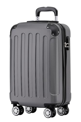 BEIBYE Hartschalen-Koffer Trolley Rollkoffer Reisekoffer Handgepäck 4 Rollen (M-L-XL-Set) (Dark Grey, M)