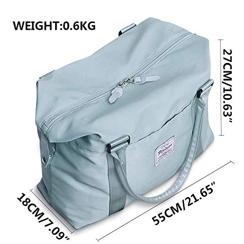 Carry on bag for women with Wet Pocket,Travel Weekender Overnight Duffel Bag with Trolley Sleeve Gym Tote Bags Waterproof Large (Light Sky Blue)