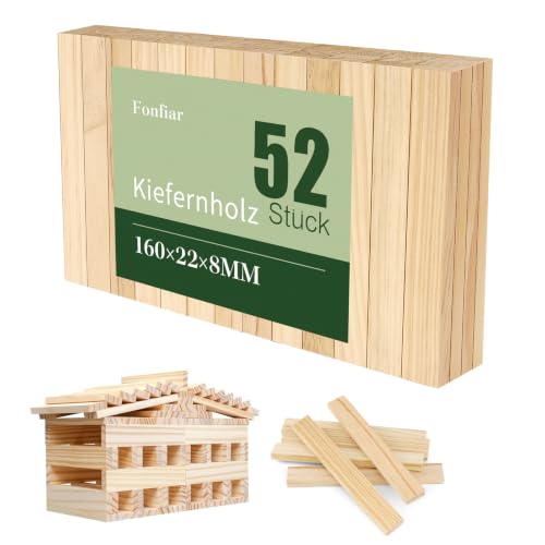 52 Stück Holzklötzchen zum Basteln Holzleisten aus Kiefernholz Holzklötze und …