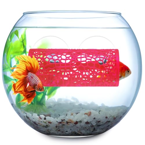 Image of Honeydak 2 Pcs Betta Fish Tank Accessories Betta Tunnel Fish Toys Safe Hollow Hammock Cave Aquarium Decor with Suction Cups for Small Shrimp Reptile Guppies(Pink,Hideout Tube)