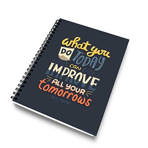 Image of DI-KRAFT Handcrafted Hard Cover Unruled Paper Wiro Bound Printed Journal Diary Notebooks for Girls and Boys Spiral Wire Binding Memo Notepads (160 Pages, A5)