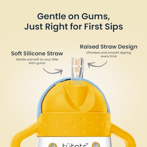 Image of tutots 360 Spill-Proof Sipper Cup with Handles, BPA Free, Leak-Proof, Easy Grip Toddler Drinking Cup (12+ Months) (Yellow + Blue)