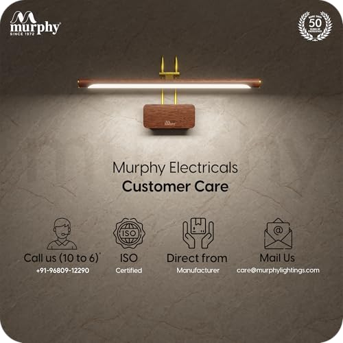 Image of Murphy ElanBar 12W LED Mirror Light | 3-in-1 Color Changing | Adjustable 3-Step Baring | Wood Finish | Wall Mounted Vanity Light for Bathroom & Dressing Table | 2-Year Warranty | Pack of 1