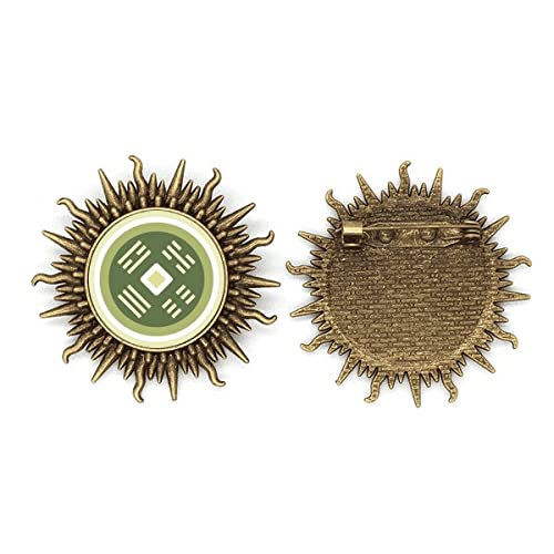Broche en métal motif de Chine en cuivre avec fermoir crochet soleil pour manteau et écharpe