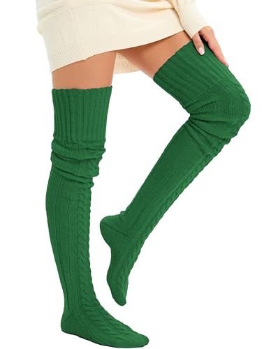 Image of Women's Thigh High Knitted Winter Boot Socks Vintage Extra Long Leg Warmer Over Knee High Stockings