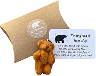 A Little Pocket Bear Hug Tiny Teddy Bear Sending You Hug Love Token Anti-Anxiety Fun Animal Special Encourage Pocket Bear Hugs for Kid Lover Friend Family Couple Women Graduation Birthday Wedding