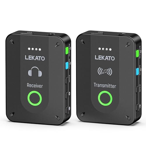 LEKATO Wireless in Ear Monitor System MS-02, Upgraded 2.4G Stereo IEM System Low Latency with Transmitter Beltpack Receiver Auto-Pairing,One to More, in-Ear Monitoring for Church,Band,Singer,Stage